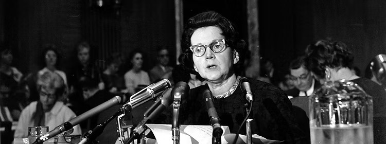 Rachel Carson testifies before Congress in 1963(1)