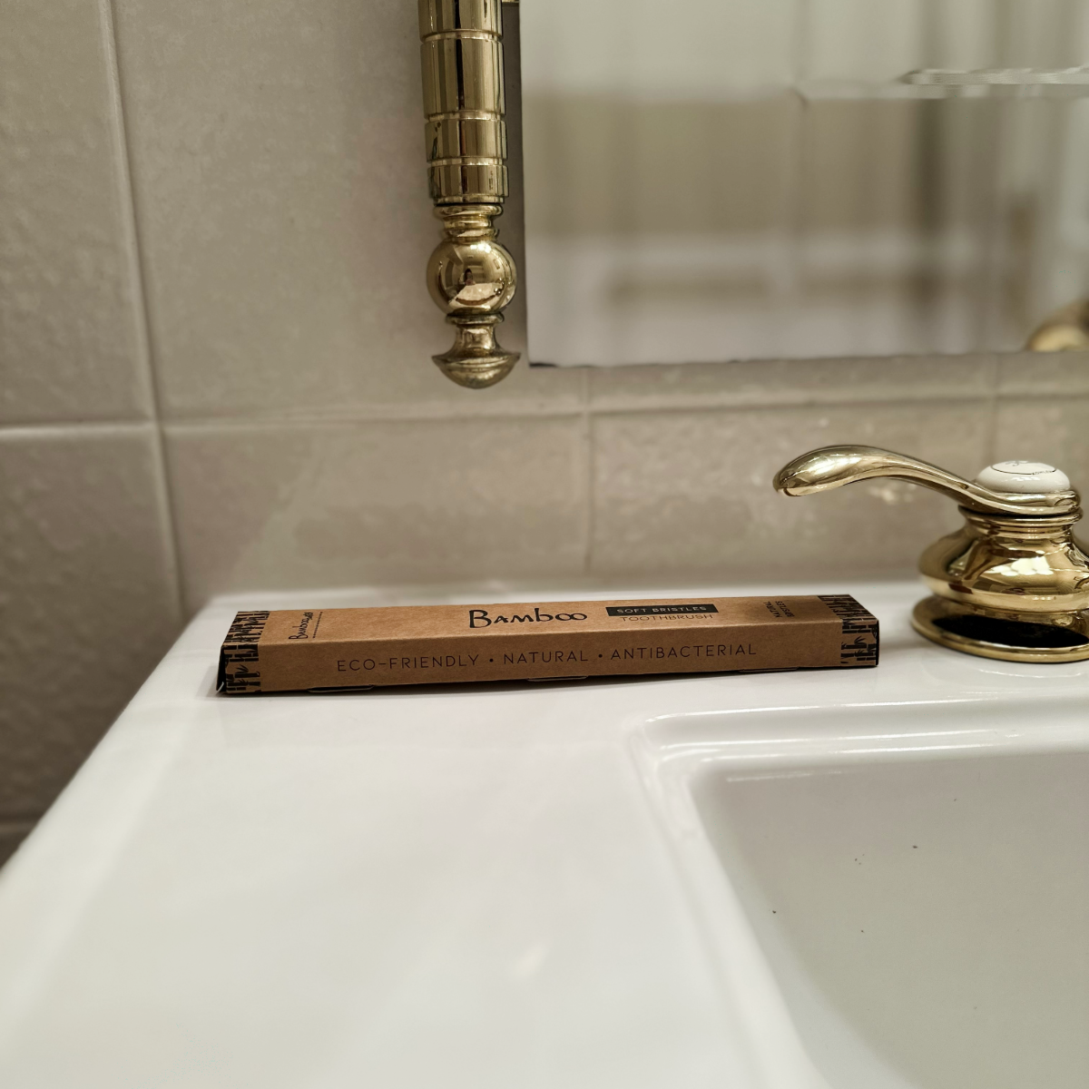 Bamboo Toothbrush - soft-medium castor bean bristles, box