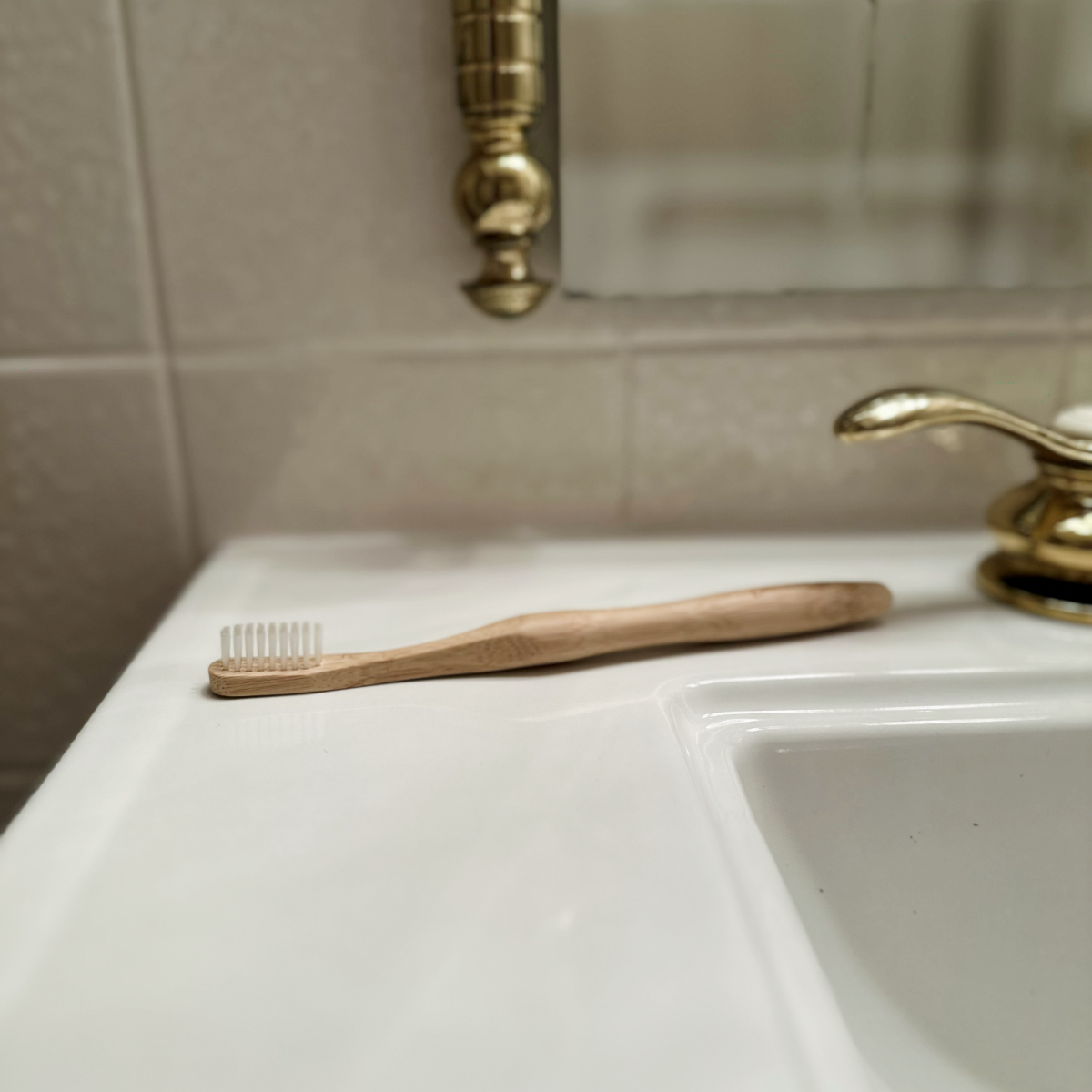 Bamboo Toothbrush - soft-medium castor bean bristles, brush