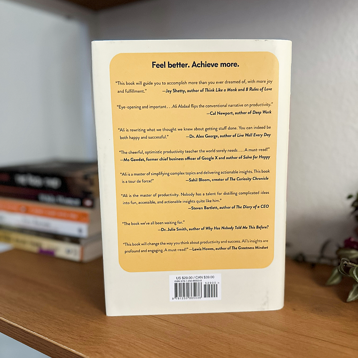 Feel Good Productivity book - by Ali Abdaal, back