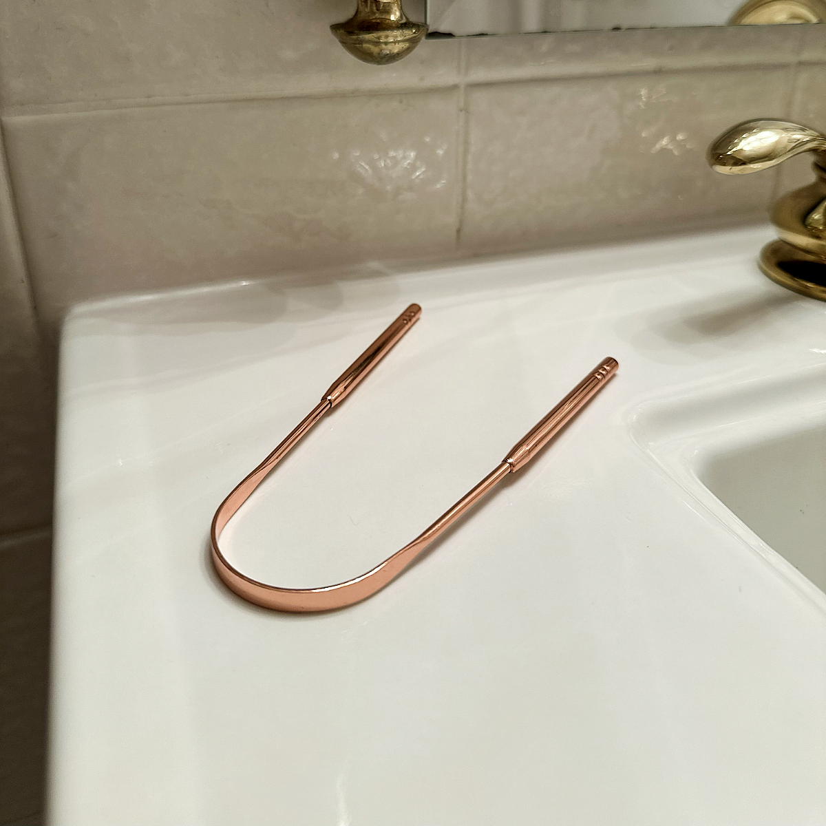 Stainless Steel Tongue Scraper - rose gold, edited SQUARE Stainless Steel Tongue Scraper - rose gold